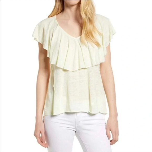 NWT Lucky Brand Burnout Ruffle Top - Picture 1 of 5